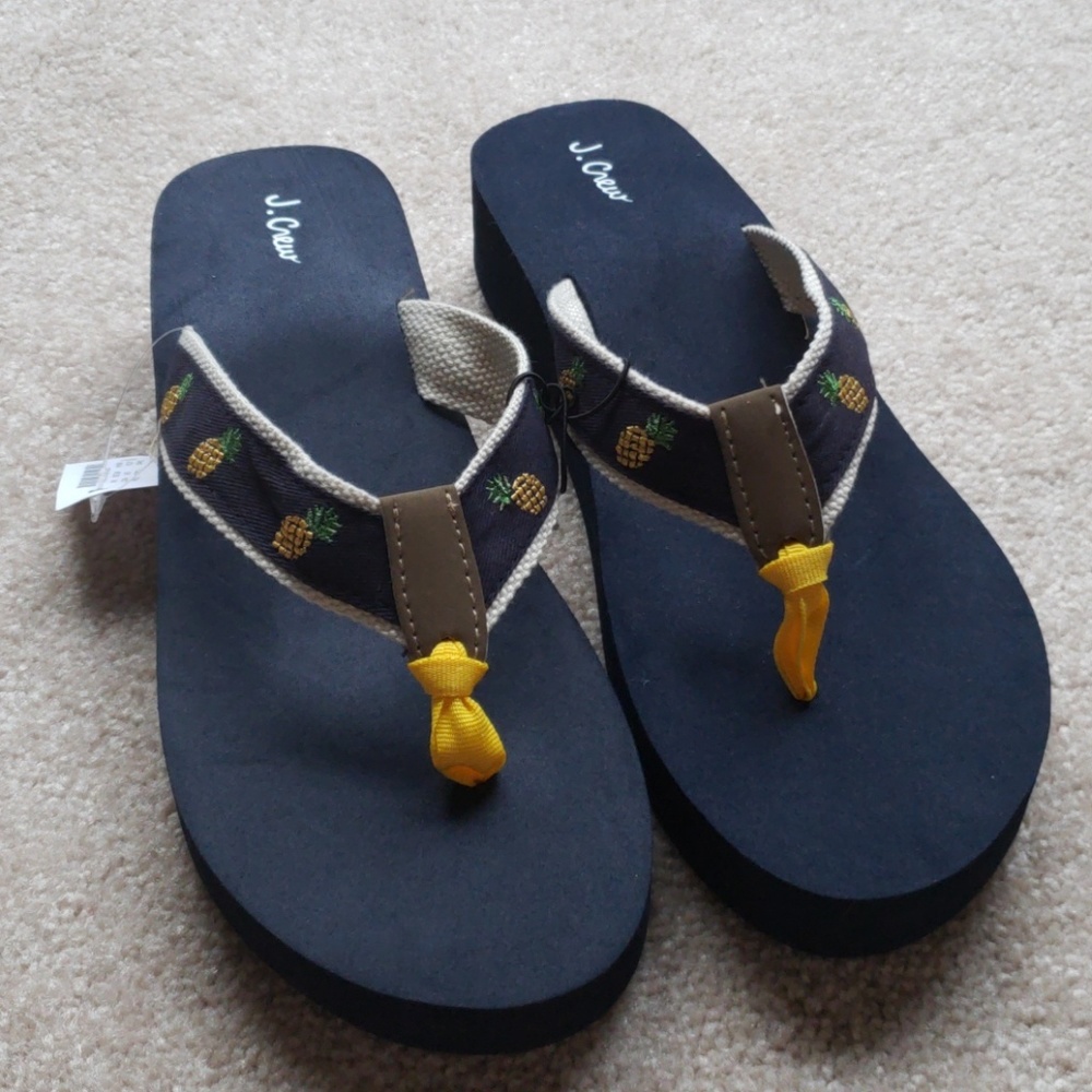 J. Crew Embroidered Wedge Flip-Flops New with Tags